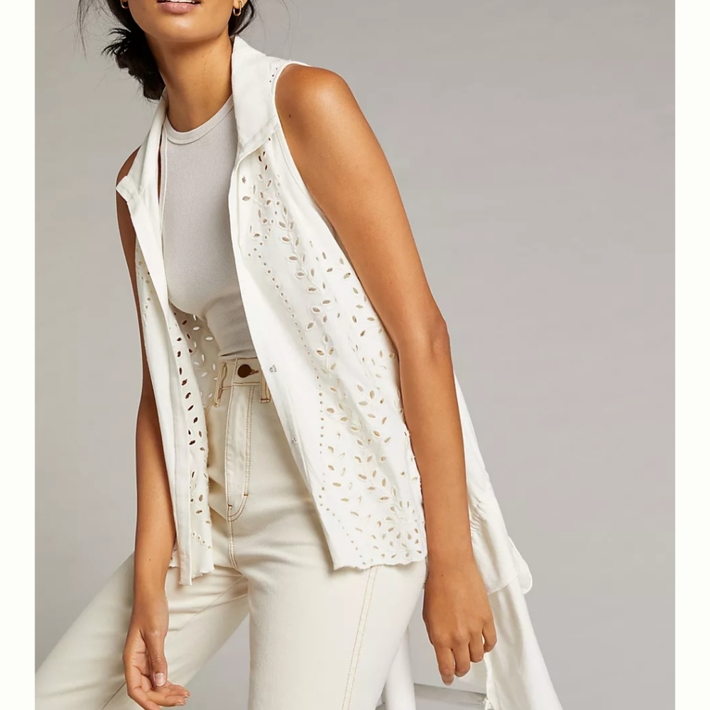 Anthropologie Eyelet Buttondown Blouse